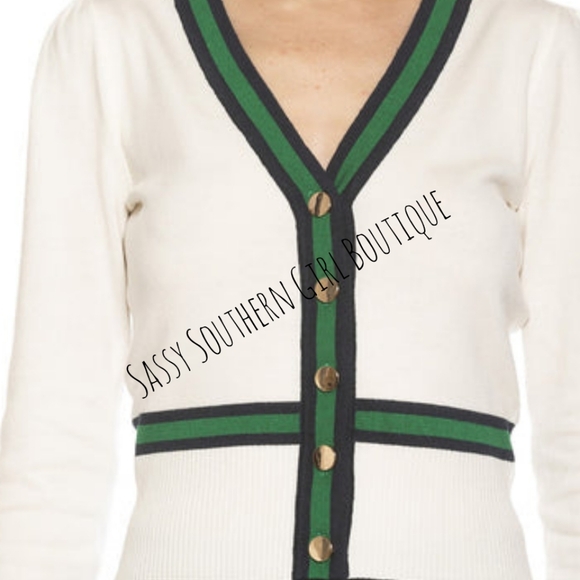 ⭐🆕 ALEXIA ADMOR ivory stripe cardigan - Picture 4 of 12